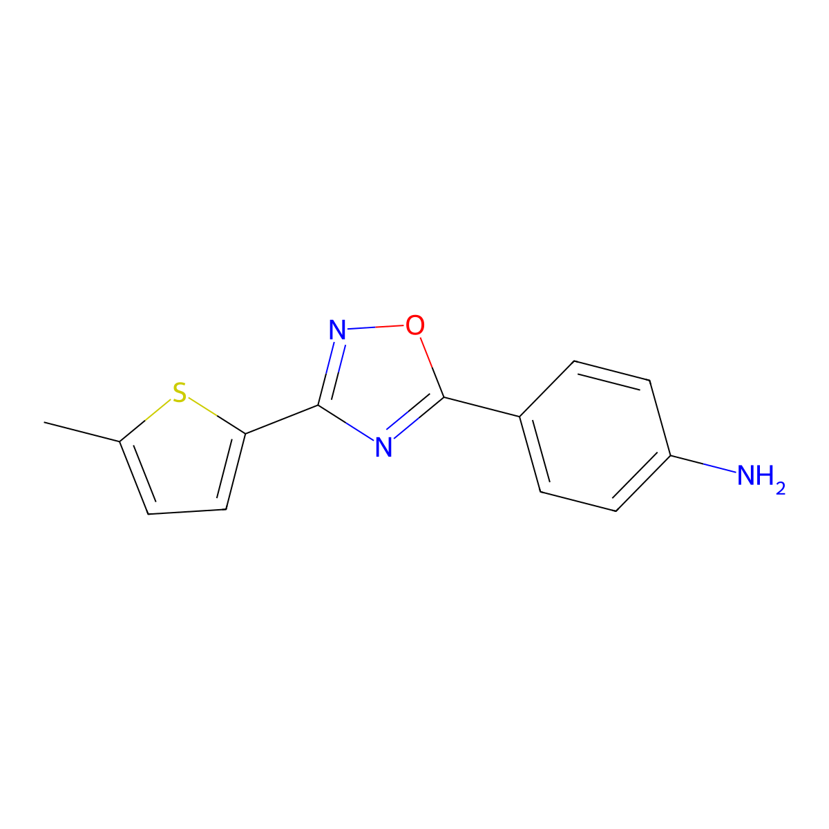 4-[3-(5-Methylthiophen-2-yl)-1,2,4-oxadiazol-5-yl]aniline molecular structure, CAS 1018128-75-0