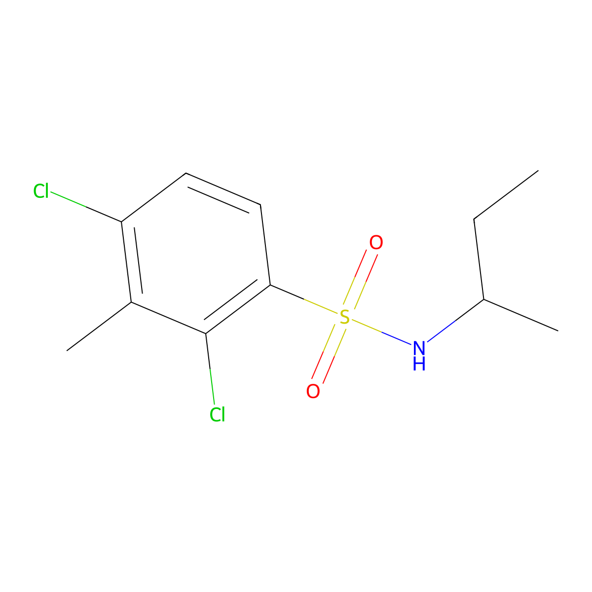 N-(sec-butyl)-2,4-dichloro-3-methylbenzenesulfonamide molecular structure, CAS 1018129-50-4
