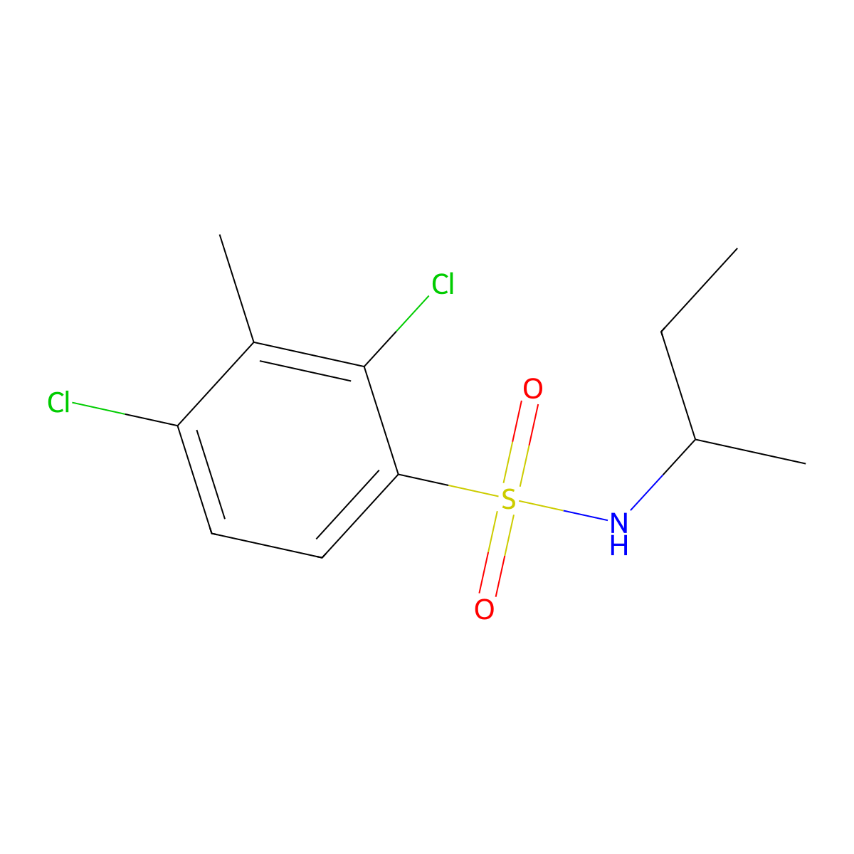 N-(sec-butyl)-2,4-dichloro-3-methylbenzenesulfonamide molecular structure, CAS 1018129-50-4