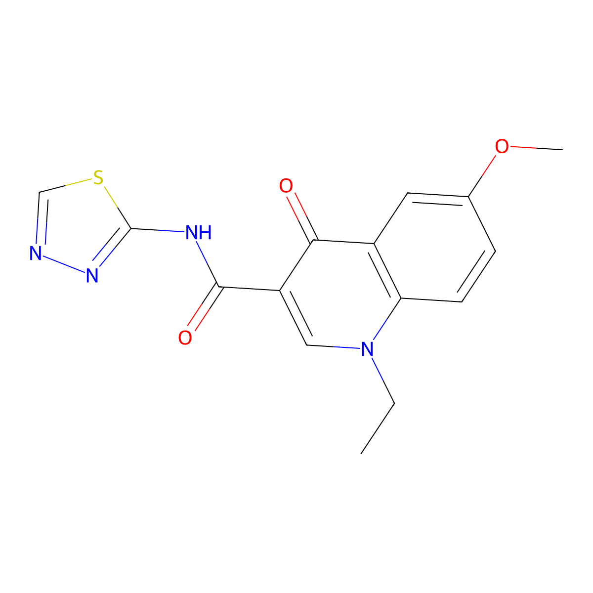 1-ethyl-6-methoxy-4-oxo-N-[(2Z)-1,3,4-thiadiazol-2(3H)-ylidene]-1,4-dihydroquinoline-3-carboxamide molecular structure, CAS 1018129-51-5