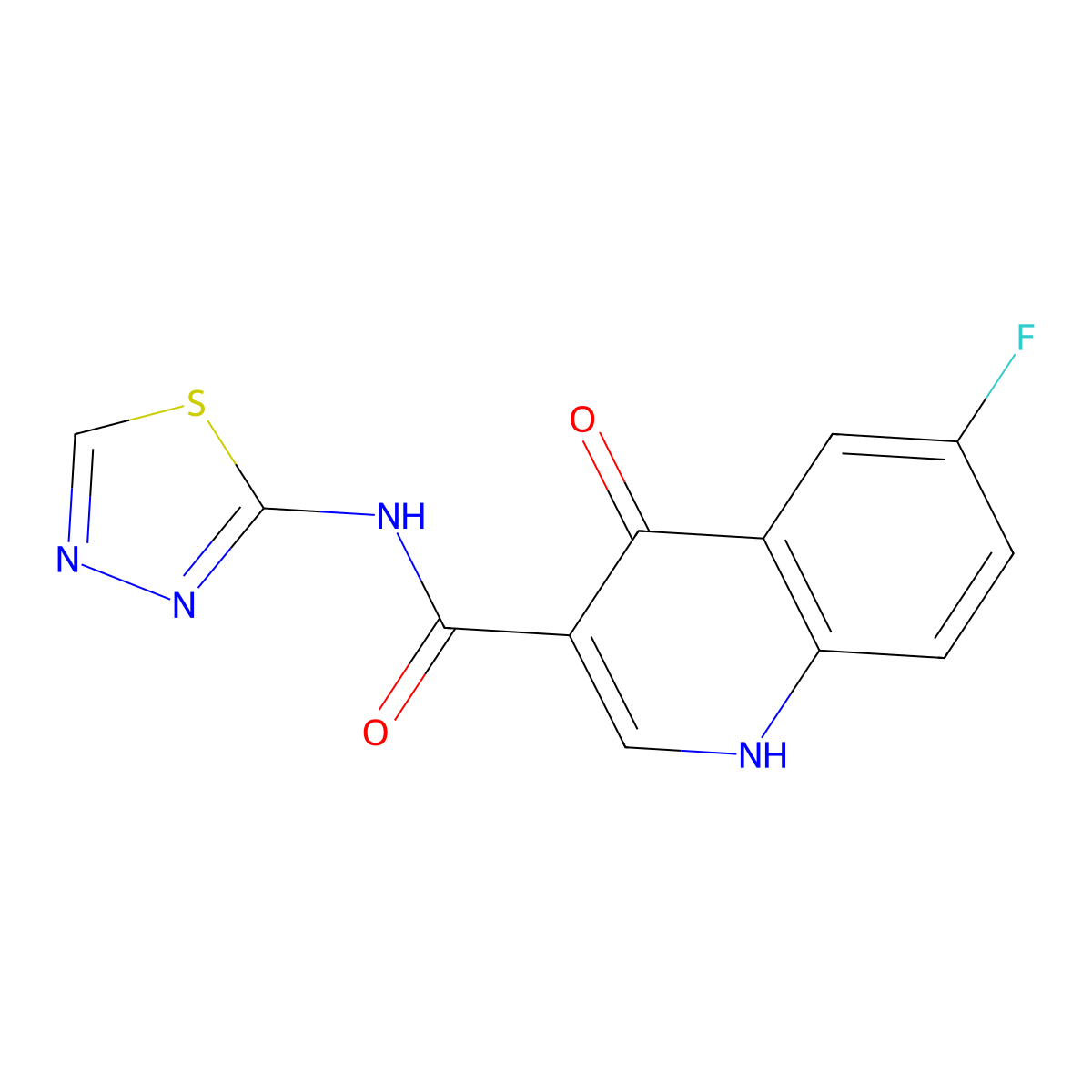 6-fluoro-4-hydroxy-N-(1,3,4-thiadiazol-2-yl)quinoline-3-carboxamide molecular structure, CAS 1018129-66-2