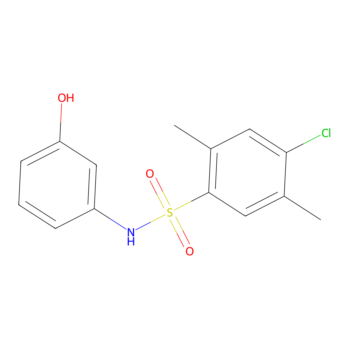 4-chloro-N-(3-hydroxyphenyl)-2,5-dimethylbenzene-1-sulfonamide molecular structure, CAS 1018129-76-4