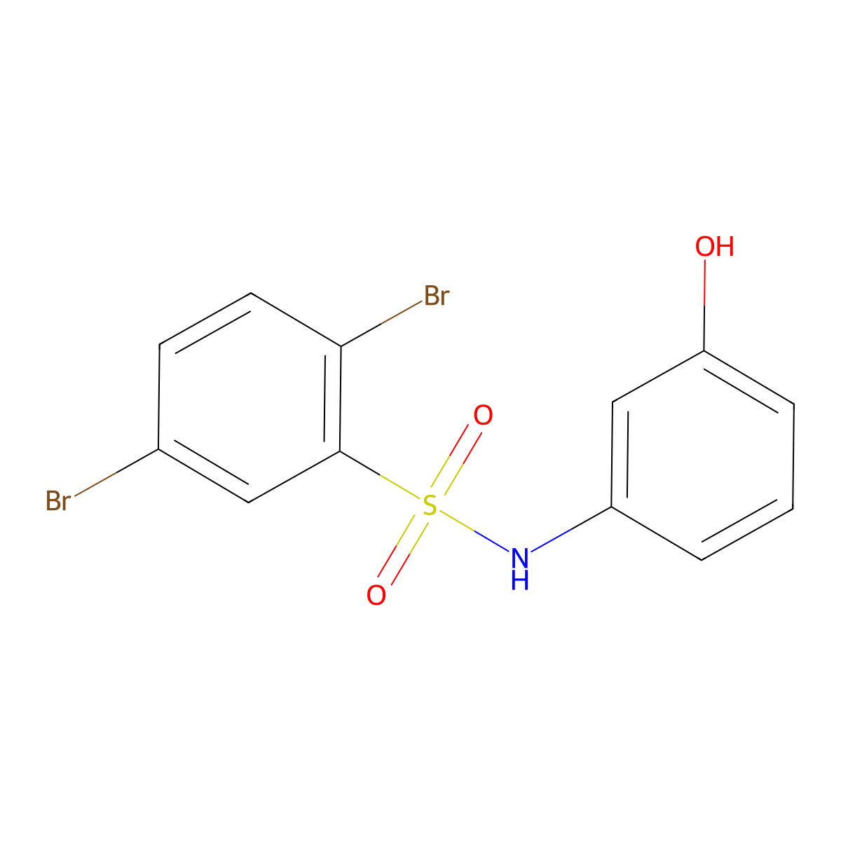 2,5-dibromo-N-(3-hydroxyphenyl)benzenesulfonamide molecular structure, CAS 1018129-78-6