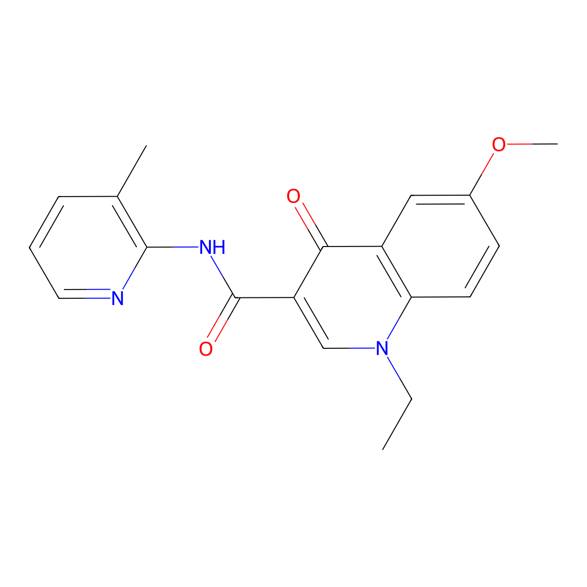 1-ethyl-6-methoxy-N-(3-methylpyridin-2-yl)-4-oxo-1,4-dihydroquinoline-3-carboxamide molecular structure, CAS 1018129-84-4