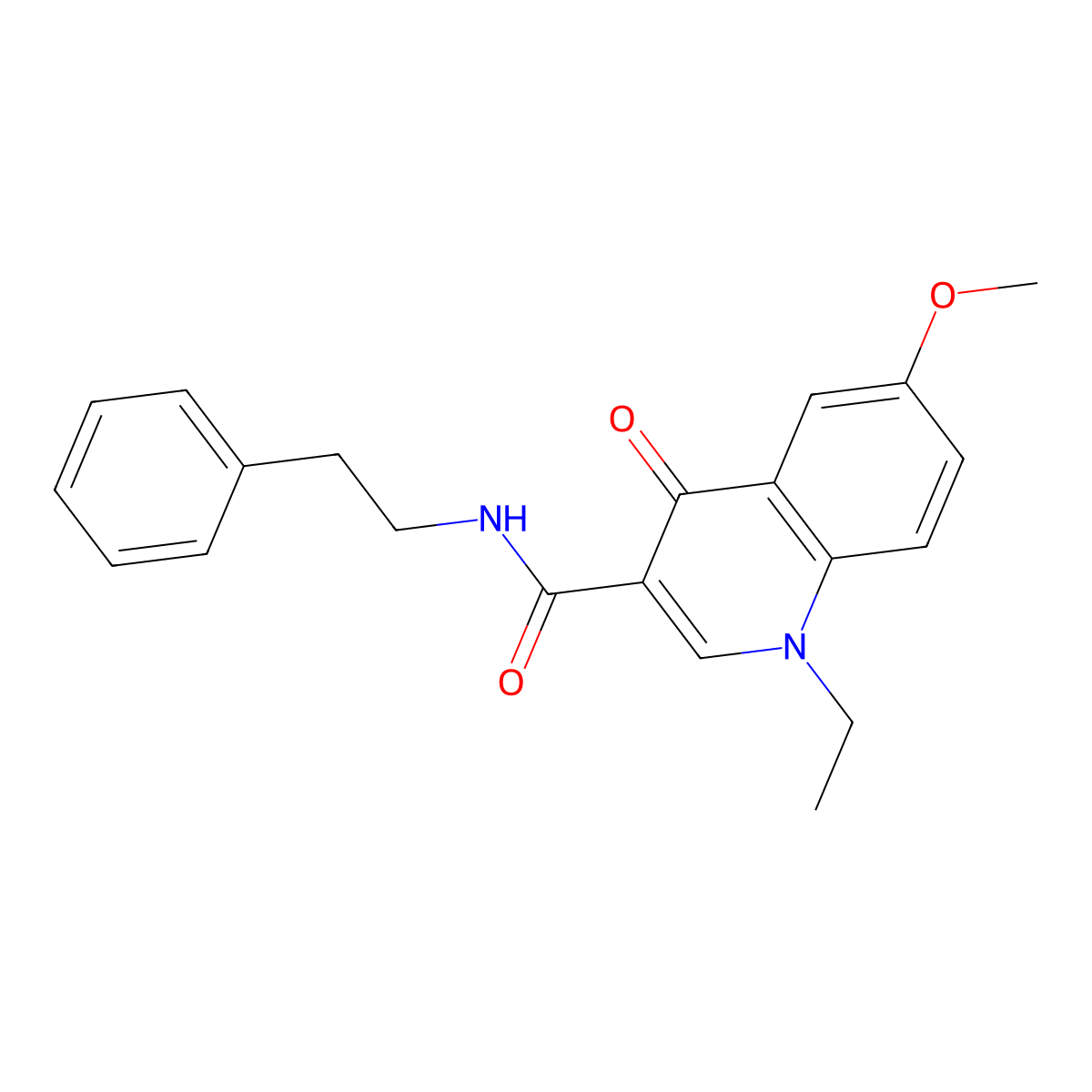 1-ethyl-6-methoxy-4-oxo-N-(2-phenylethyl)-1,4-dihydroquinoline-3-carboxamide molecular structure, CAS 1018129-95-7