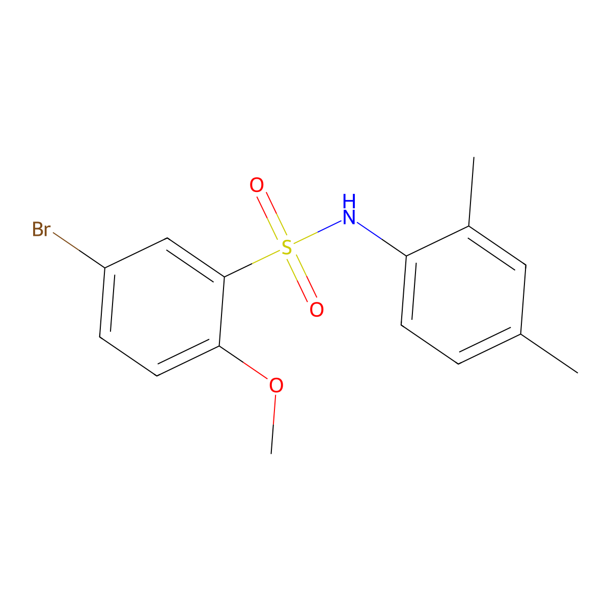 5-bromo-N-(2,4-dimethylphenyl)-2-methoxybenzenesulfonamide molecular structure, CAS 1018130-01-2