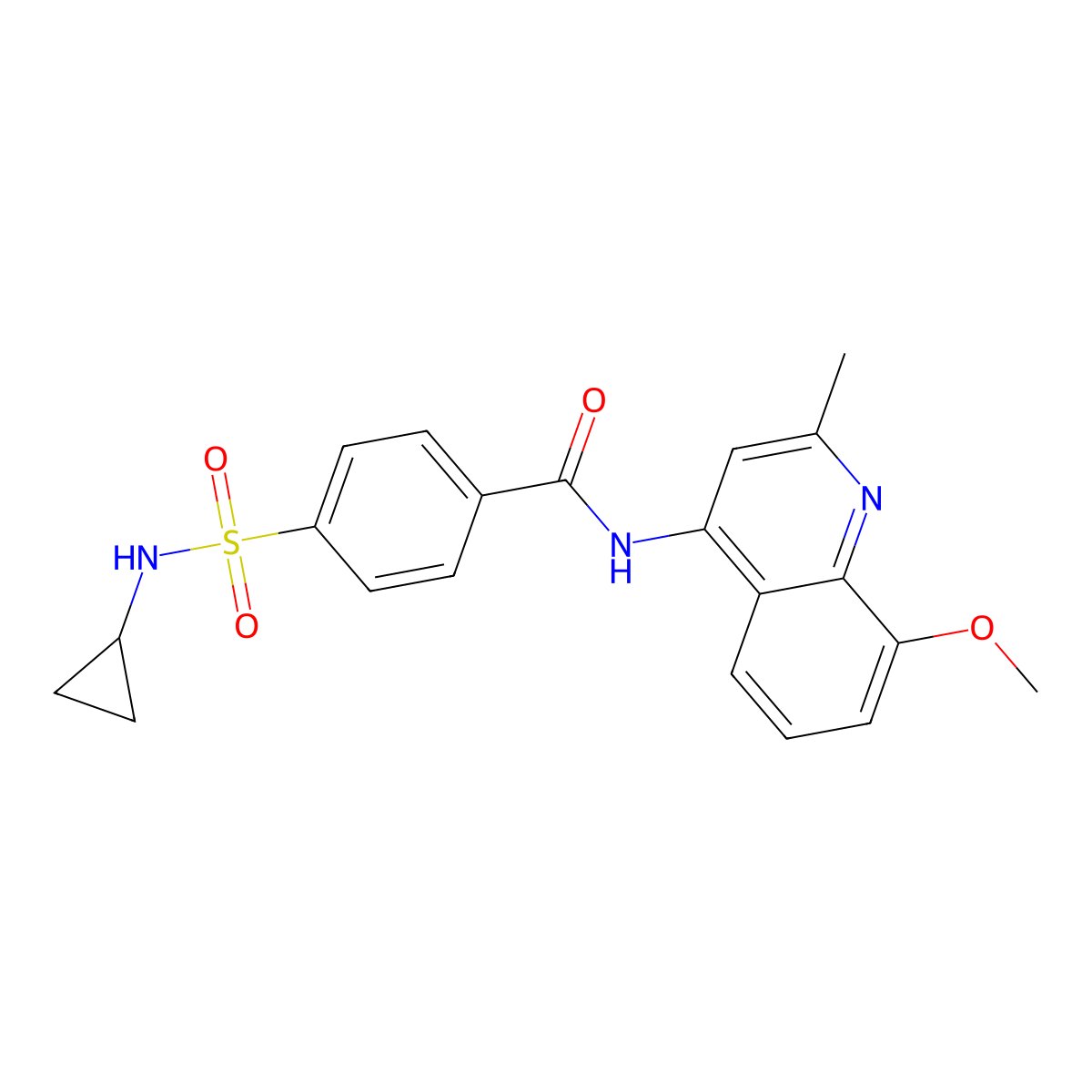 4-(cyclopropylsulfamoyl)-N-(8-methoxy-2-methylquinolin-4-yl)benzamide molecular structure, CAS 1018130-02-3