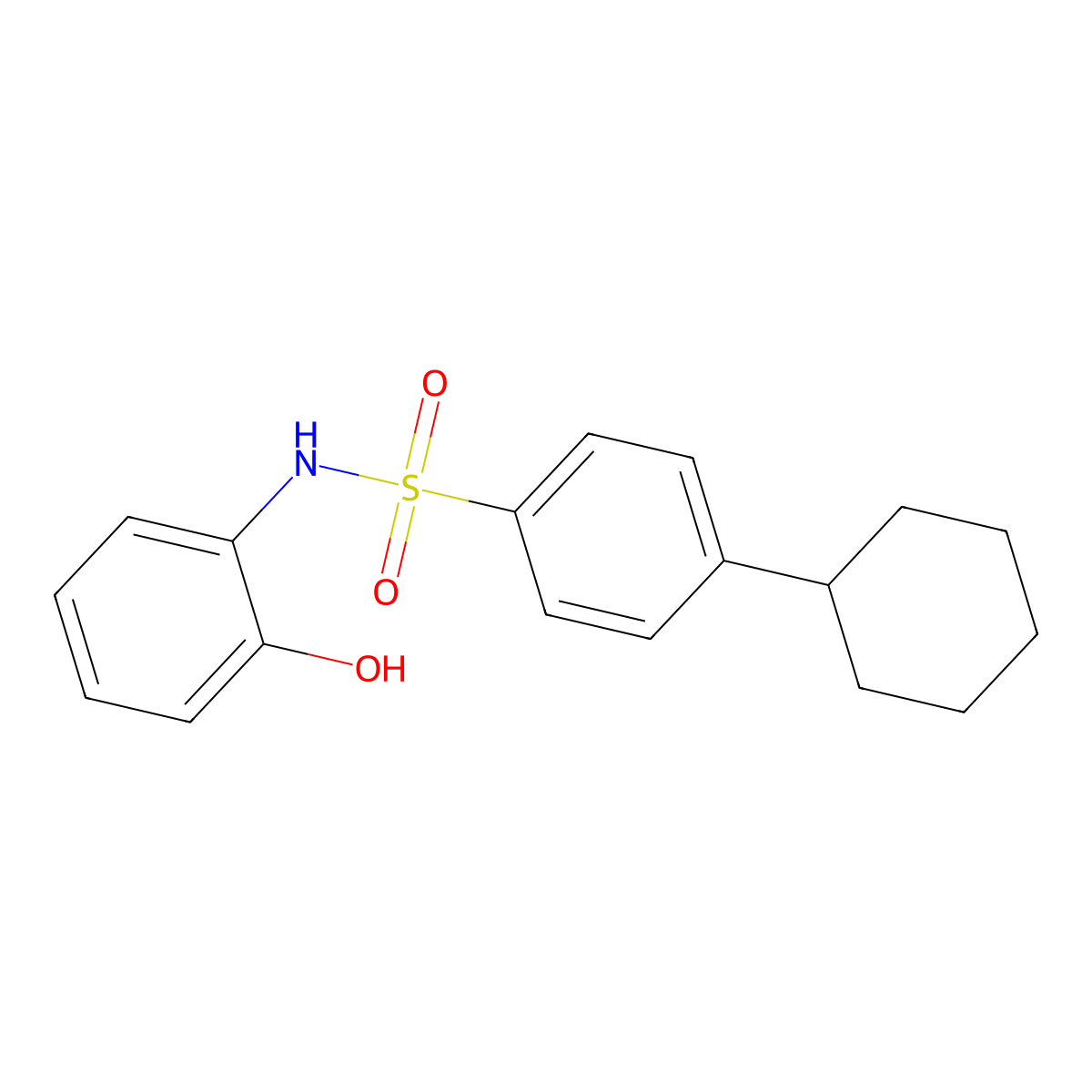4-cyclohexyl-N-(2-hydroxyphenyl)benzenesulfonamide molecular structure, CAS 1018130-39-6