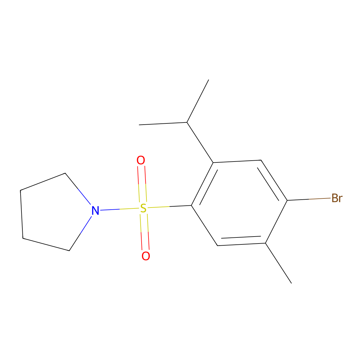 1-[(4-Bromo-2-isopropyl-5-methylphenyl)sulfonyl]pyrrolidine molecular structure, CAS 1018130-42-1