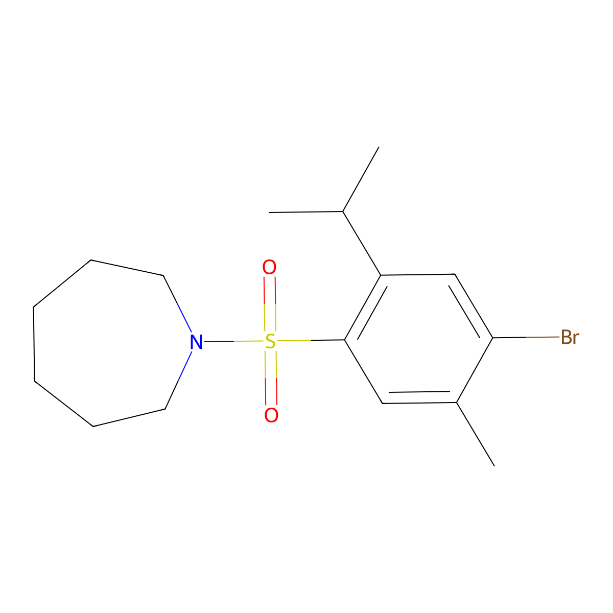 1-[4-Bromo-5-methyl-2-(propan-2-yl)benzenesulfonyl]azepane molecular structure, CAS 1018130-45-4