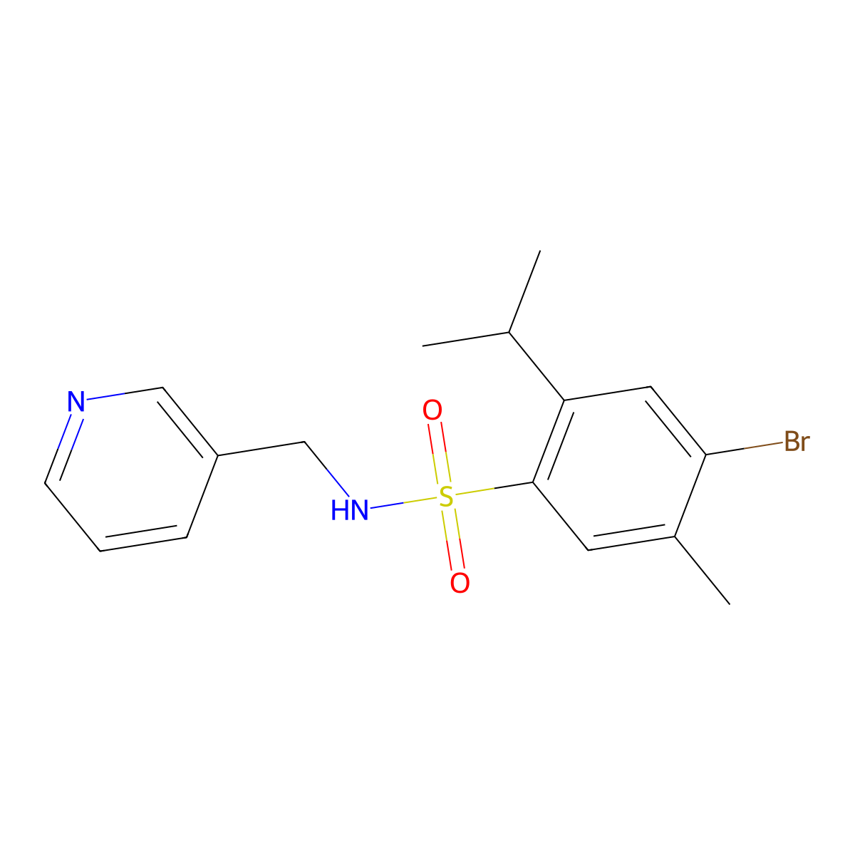 4-bromo-2-isopropyl-5-methyl-N-(3-pyridinylmethyl)benzenesulfonamide molecular structure, CAS 1018130-68-1