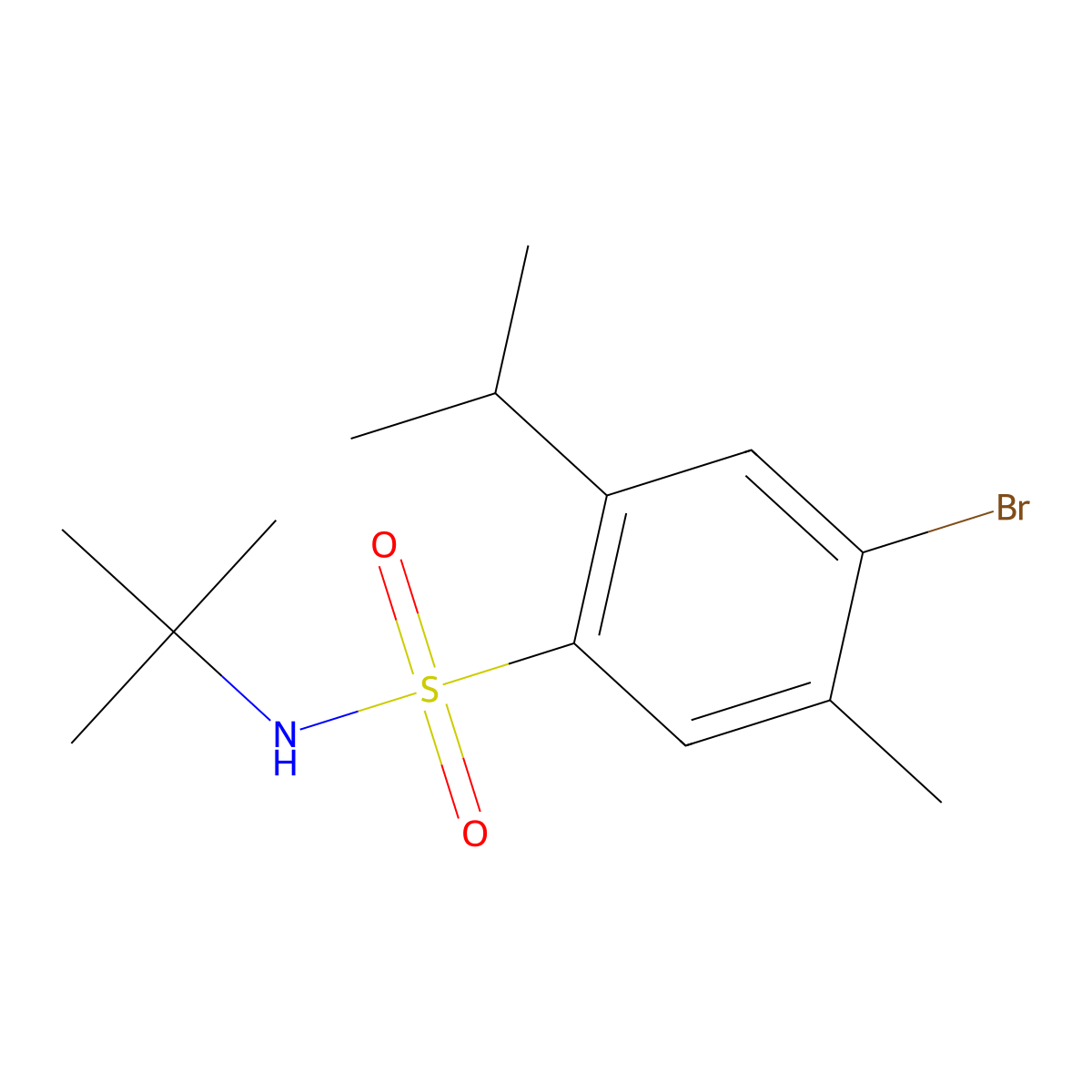 4-bromo-N-tert-butyl-5-methyl-2-(propan-2-yl)benzene-1-sulfonamide molecular structure, CAS 1018130-83-0