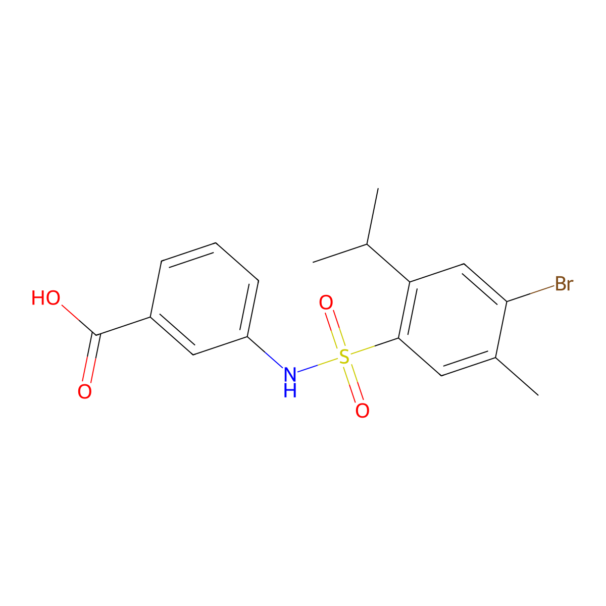 3-[4-Bromo-5-methyl-2-(propan-2-yl)benzenesulfonamido]benzoic acid molecular structure, CAS 1018130-91-0