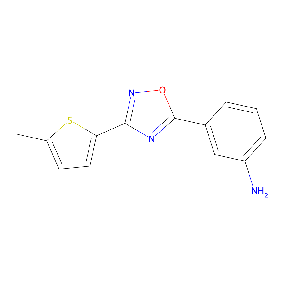 3-[3-(5-Methylthiophen-2-yl)-1,2,4-oxadiazol-5-yl]aniline molecular structure, CAS 1018131-31-1
