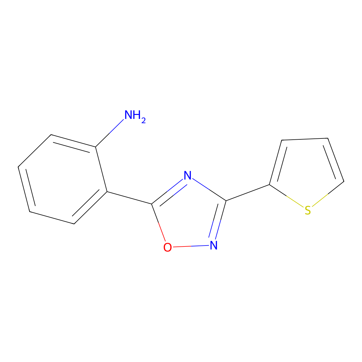 2-[3-(Thiophen-2-yl)-1,2,4-oxadiazol-5-yl]aniline molecular structure, CAS 1018131-83-3
