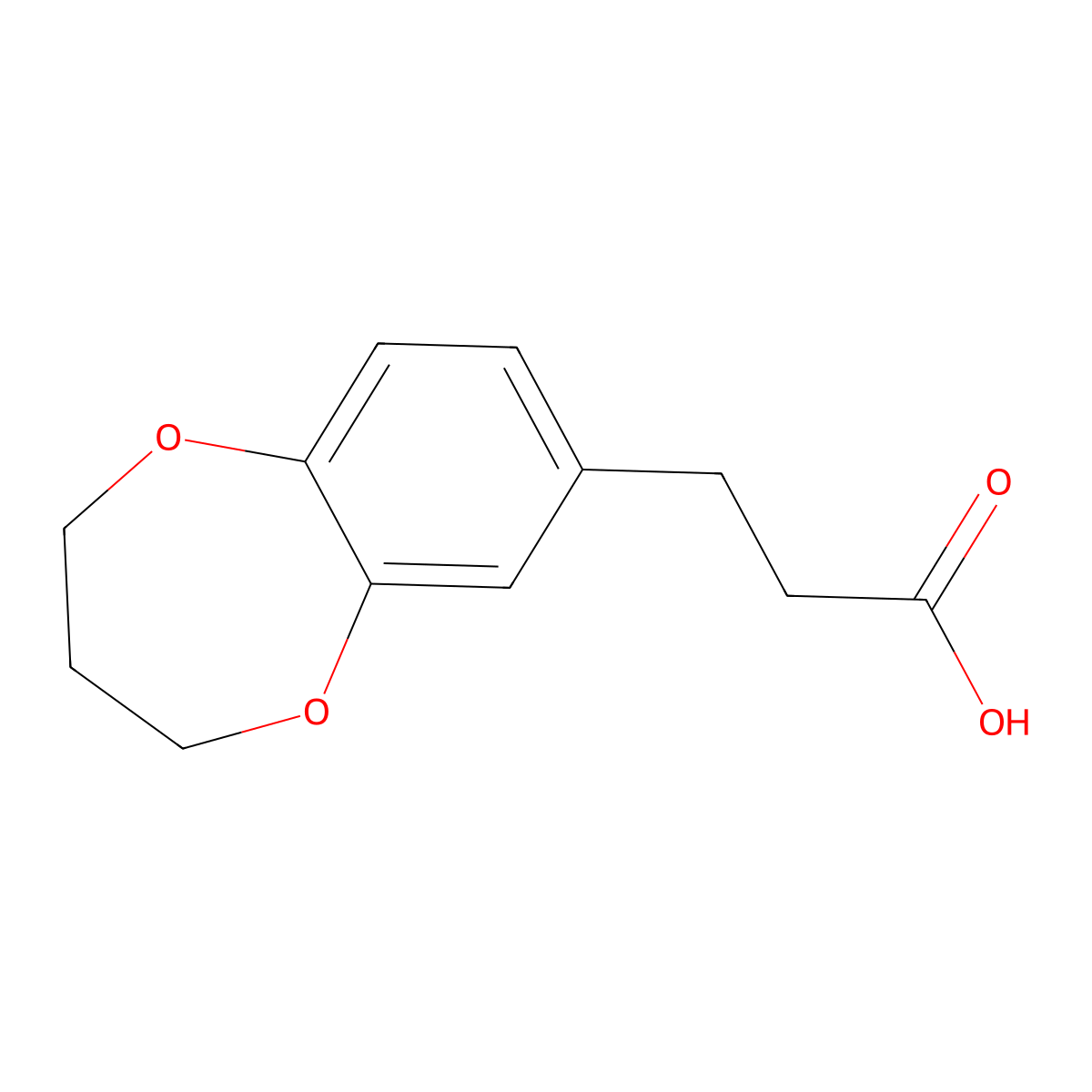 3-(3,4-dihydro-2H-1,5-benzodioxepin-7-yl)propanoic acid molecular structure, CAS 1018131-87-7