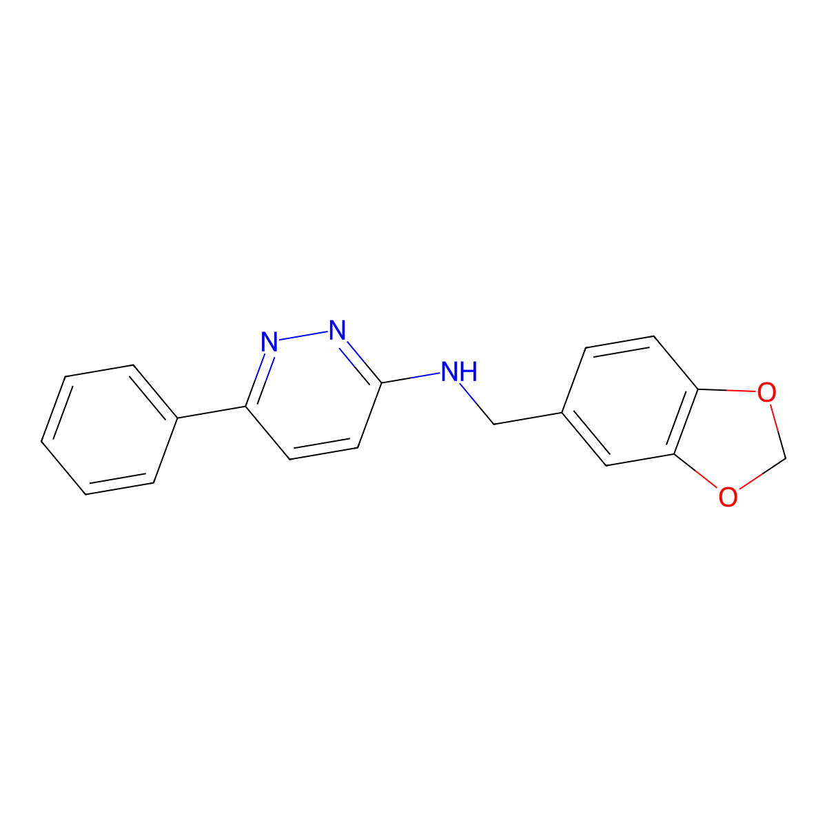 N-(1,3-benzodioxol-5-ylmethyl)-6-phenylpyridazin-3-amine molecular structure, CAS 1018131-99-1