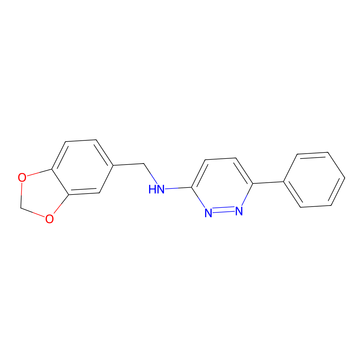 N-(1,3-benzodioxol-5-ylmethyl)-6-phenylpyridazin-3-amine molecular structure, CAS 1018131-99-1