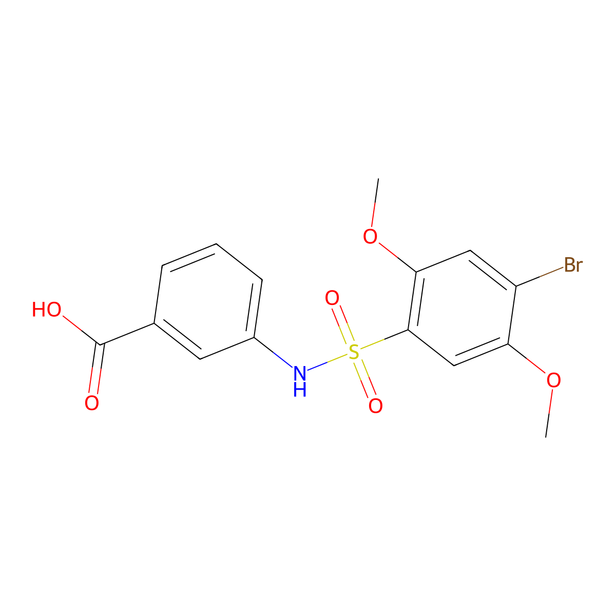 3-(4-Bromo-2,5-dimethoxybenzenesulfonamido)benzoic acid molecular structure, CAS 1018134-96-7