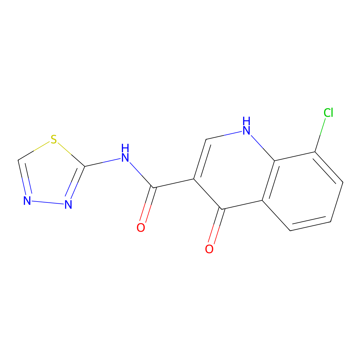 8-chloro-4-oxo-N-[(2Z)-1,3,4-thiadiazol-2(3H)-ylidene]-1,4-dihydroquinoline-3-carboxamide molecular structure, CAS 1018135-04-0