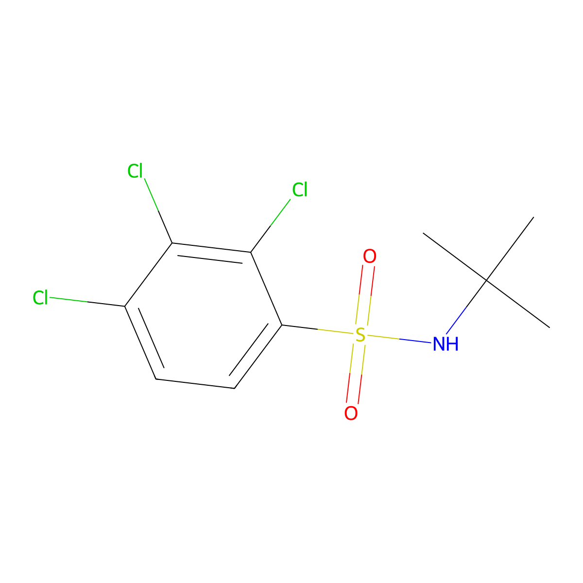 N-tert-butyl-2,3,4-trichlorobenzene-1-sulfonamide molecular structure, CAS 1018135-46-0