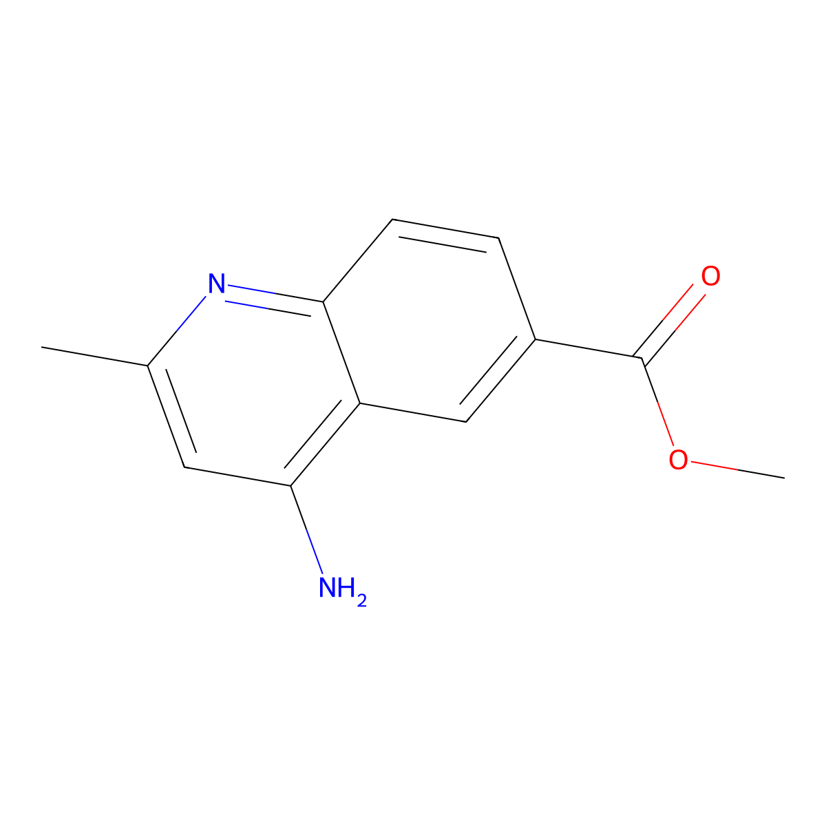 Methyl 4-amino-2-methylquinoline-6-carboxylate molecular structure, CAS 1018135-77-7
