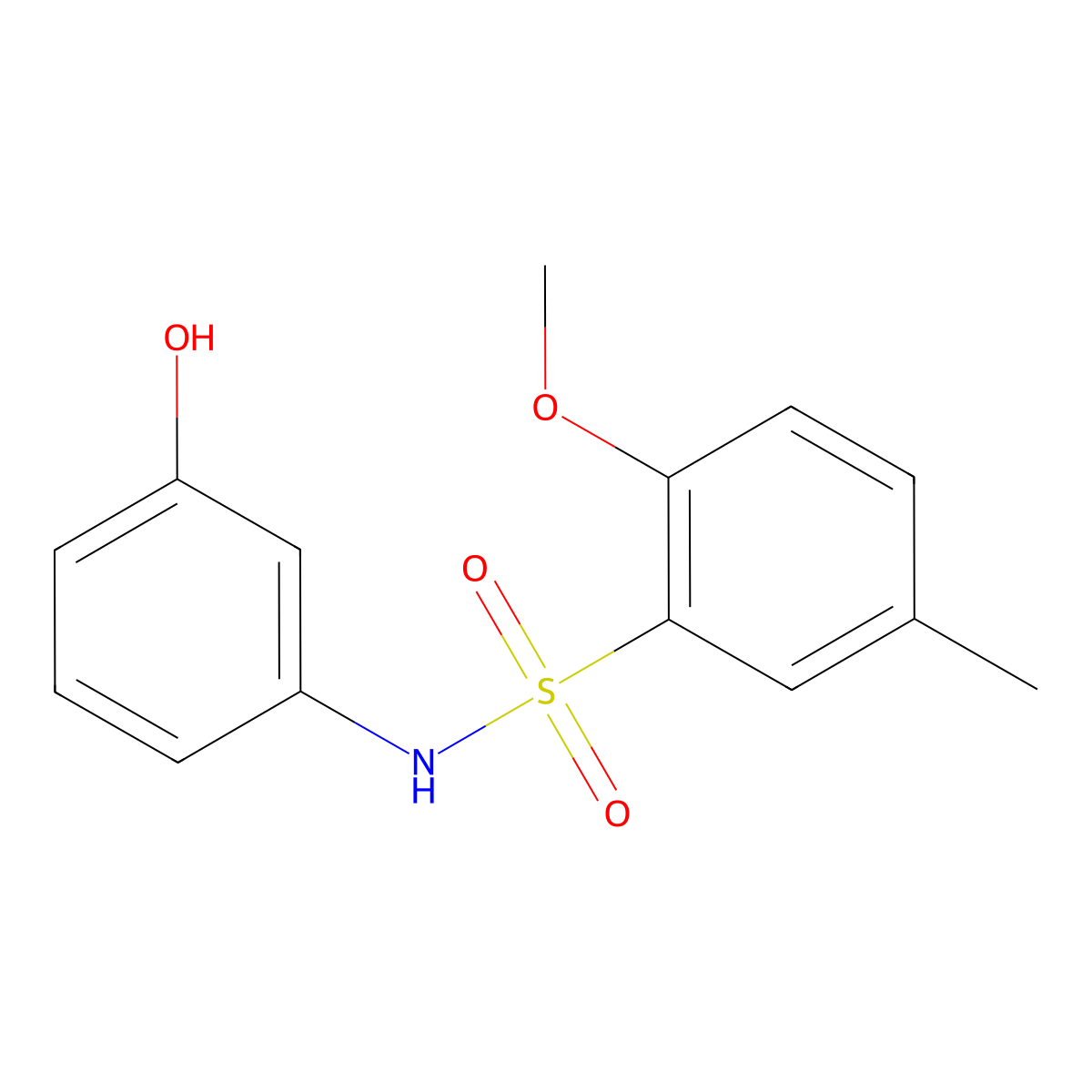 N-(3-hydroxyphenyl)-2-methoxy-5-methylbenzenesulfonamide molecular structure, CAS 1018136-12-3