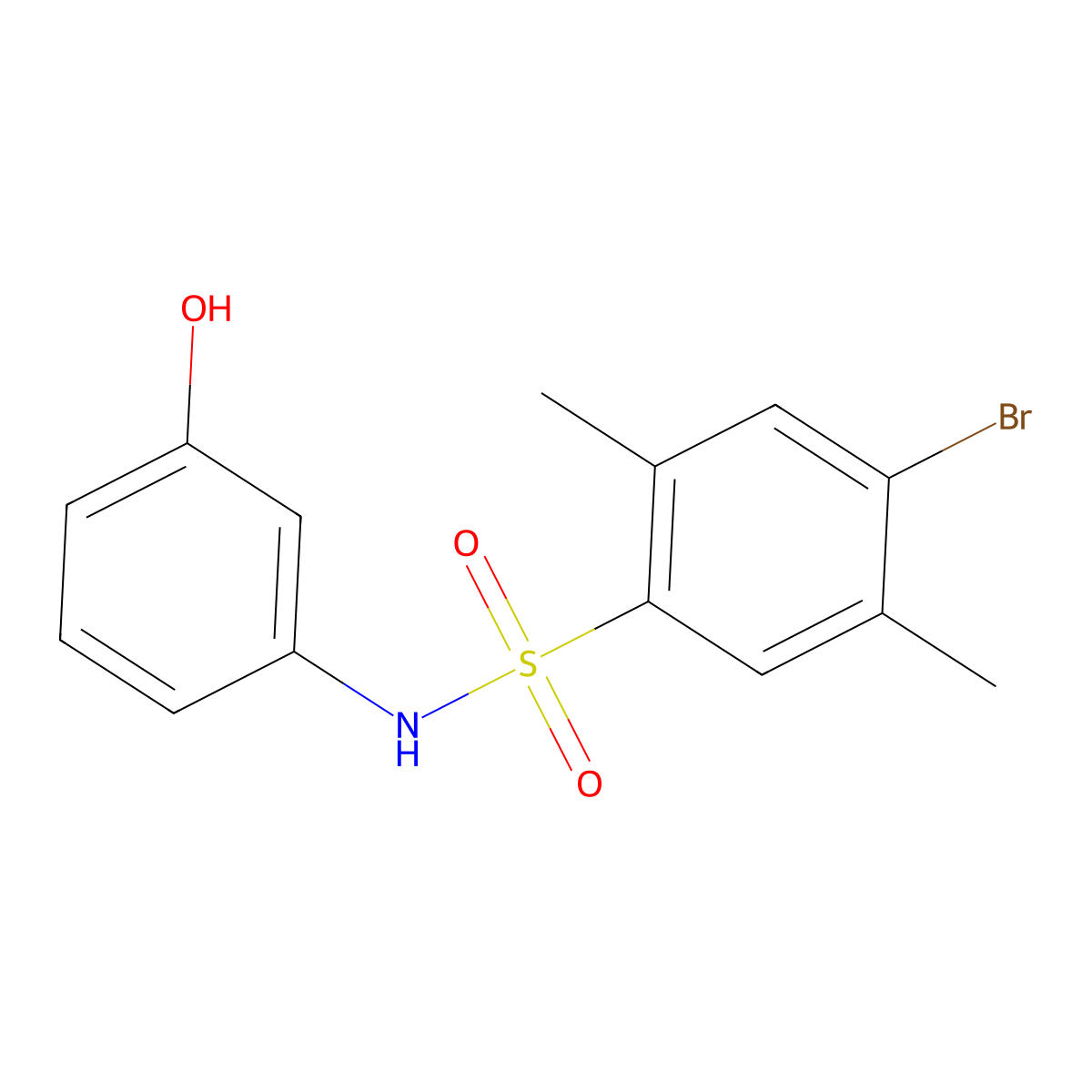 4-bromo-N-(3-hydroxyphenyl)-2,5-dimethylbenzene-1-sulfonamide molecular structure, CAS 1018136-27-0