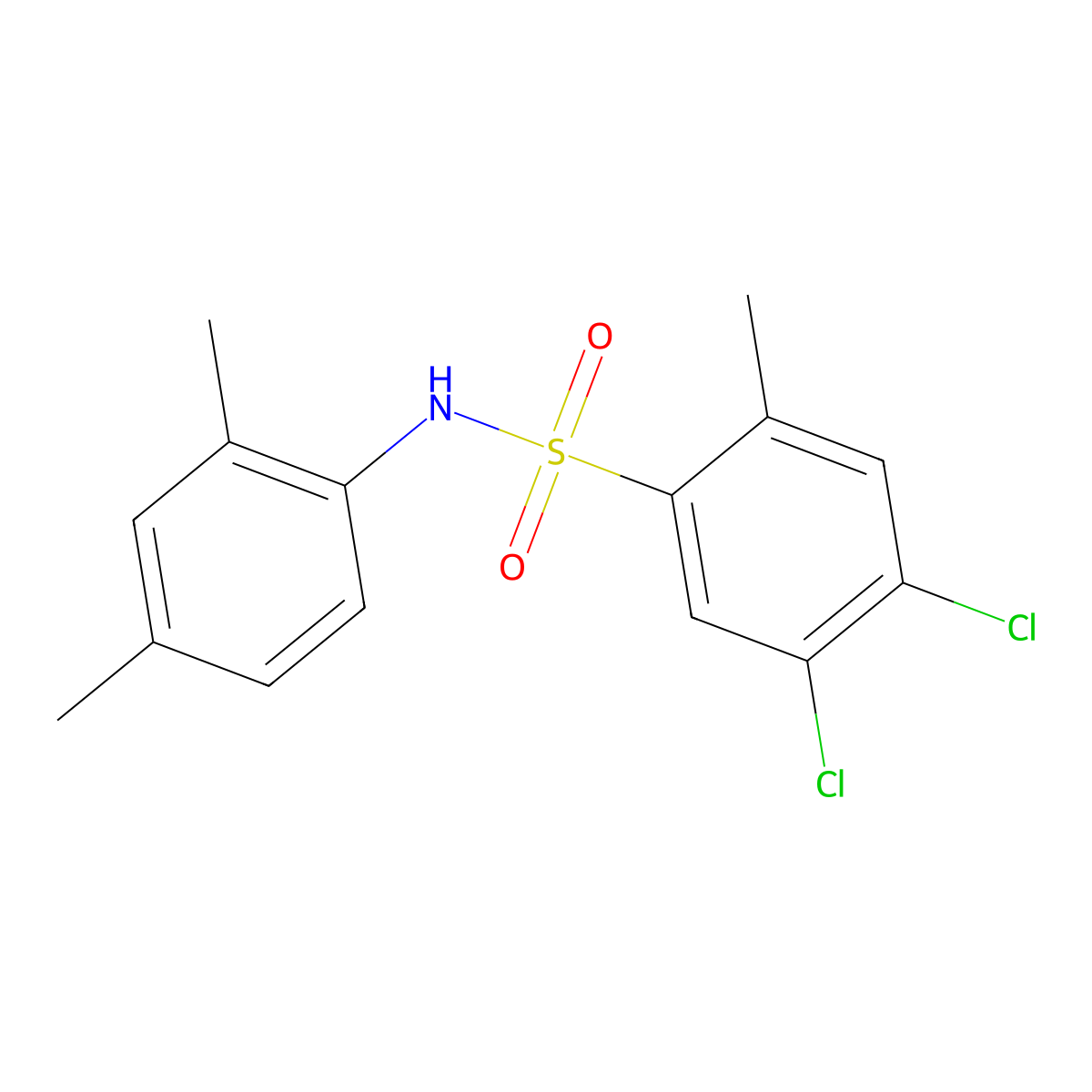 4,5-dichloro-N-(2,4-dimethylphenyl)-2-methylbenzene-1-sulfonamide molecular structure, CAS 1018136-55-4
