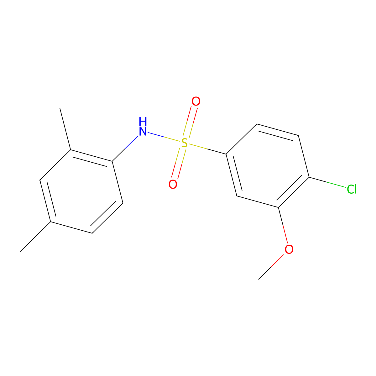 4-chloro-N-(2,4-dimethylphenyl)-3-methoxybenzenesulfonamide molecular structure, CAS 1018136-75-8