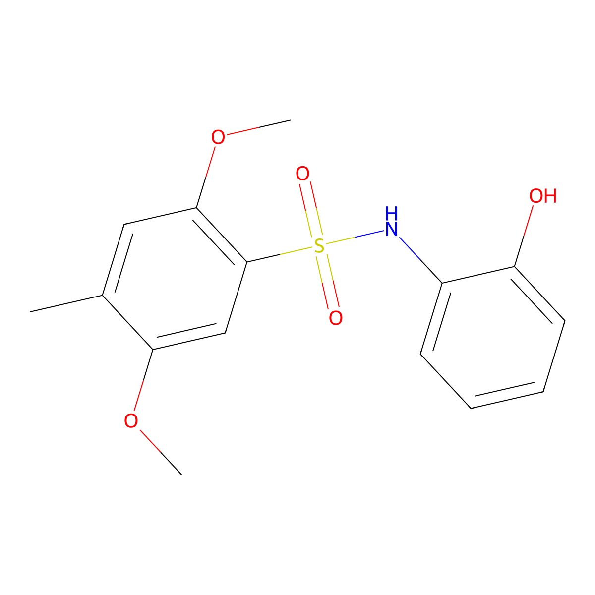 N-(2-hydroxyphenyl)-2,5-dimethoxy-4-methylbenzenesulfonamide molecular structure, CAS 1018136-87-2