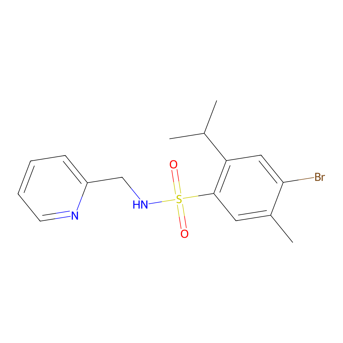 4-bromo-2-isopropyl-5-methyl-N-(2-pyridinylmethyl)benzenesulfonamide molecular structure, CAS 1018137-35-3