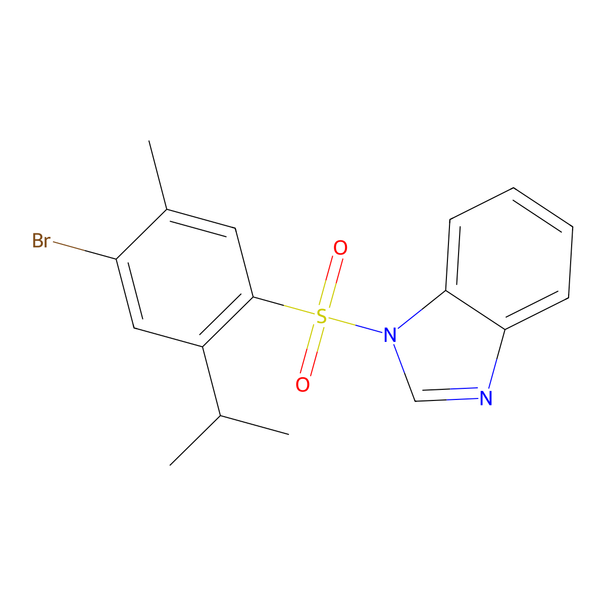 1-[4-bromo-5-methyl-2-(propan-2-yl)benzenesulfonyl]-1H-1,3-benzodiazole molecular structure, CAS 1018137-43-3