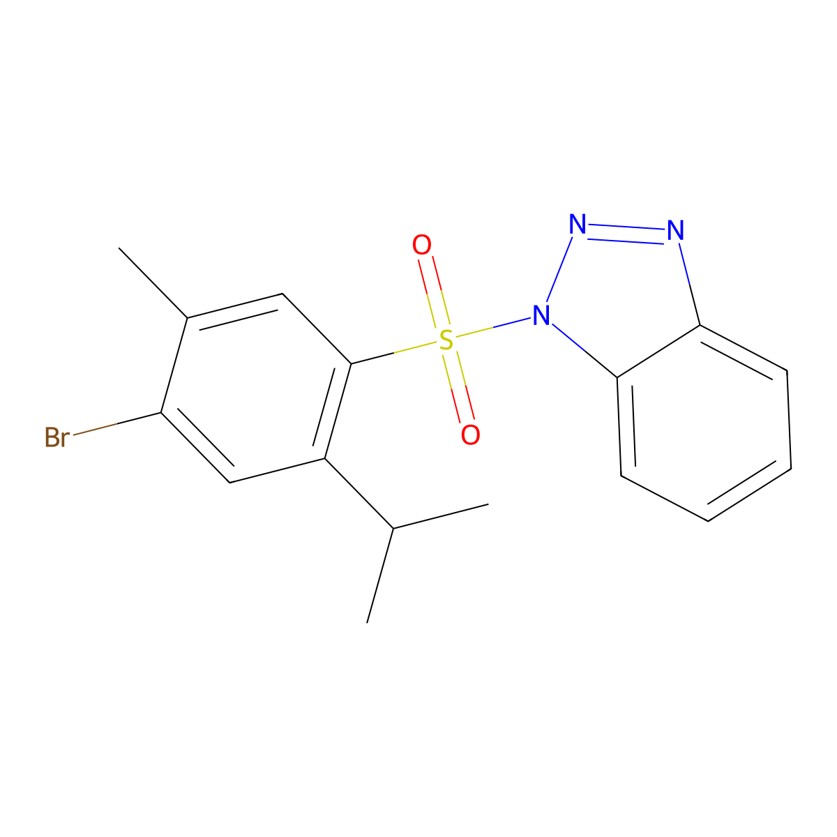 1-{[4-bromo-5-methyl-2-(propan-2-yl)phenyl]sulfonyl}-1H-benzotriazole molecular structure, CAS 1018137-47-7