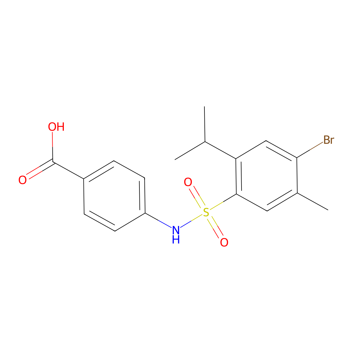 4-[4-Bromo-5-methyl-2-(propan-2-yl)benzenesulfonamido]benzoic acid molecular structure, CAS 1018137-63-7