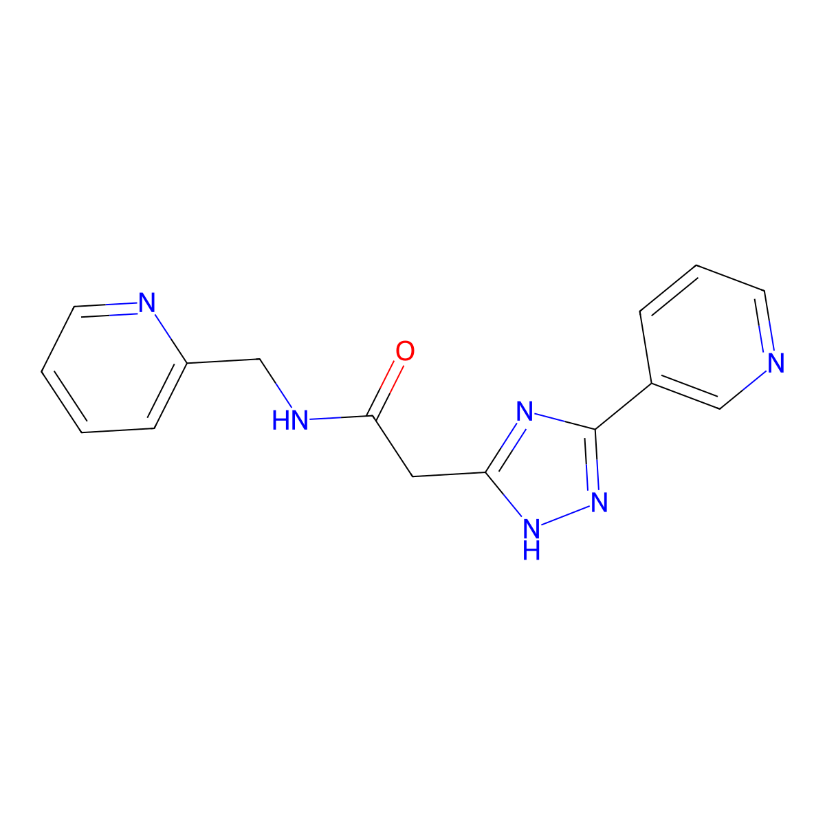 N-(pyridin-2-ylmethyl)-2-[5-(pyridin-3-yl)-1H-1,2,4-triazol-3-yl]acetamide molecular structure, CAS 1018139-47-3