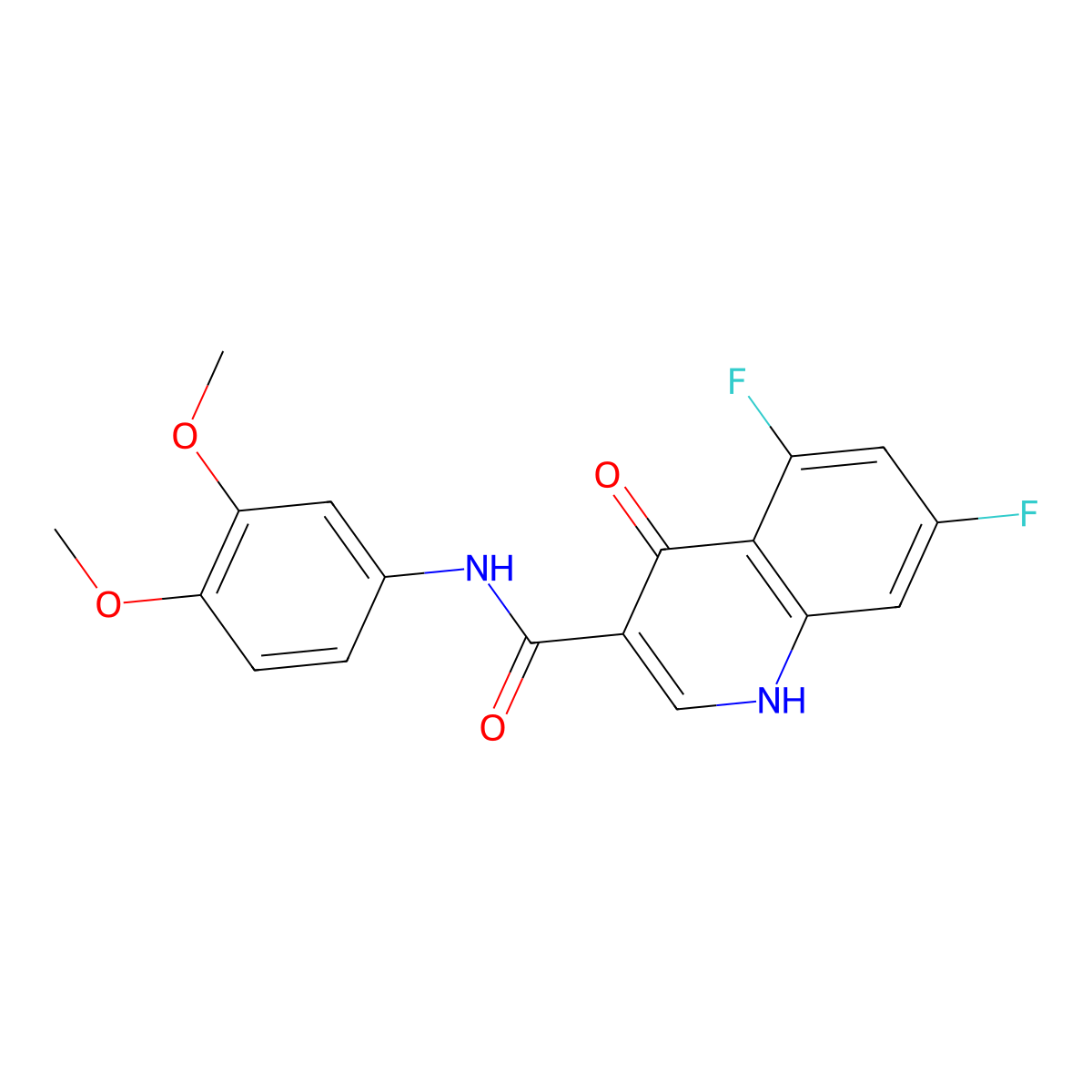 N-(3,4-dimethoxyphenyl)-5,7-difluoro-4-hydroxyquinoline-3-carboxamide molecular structure, CAS 1018140-81-2