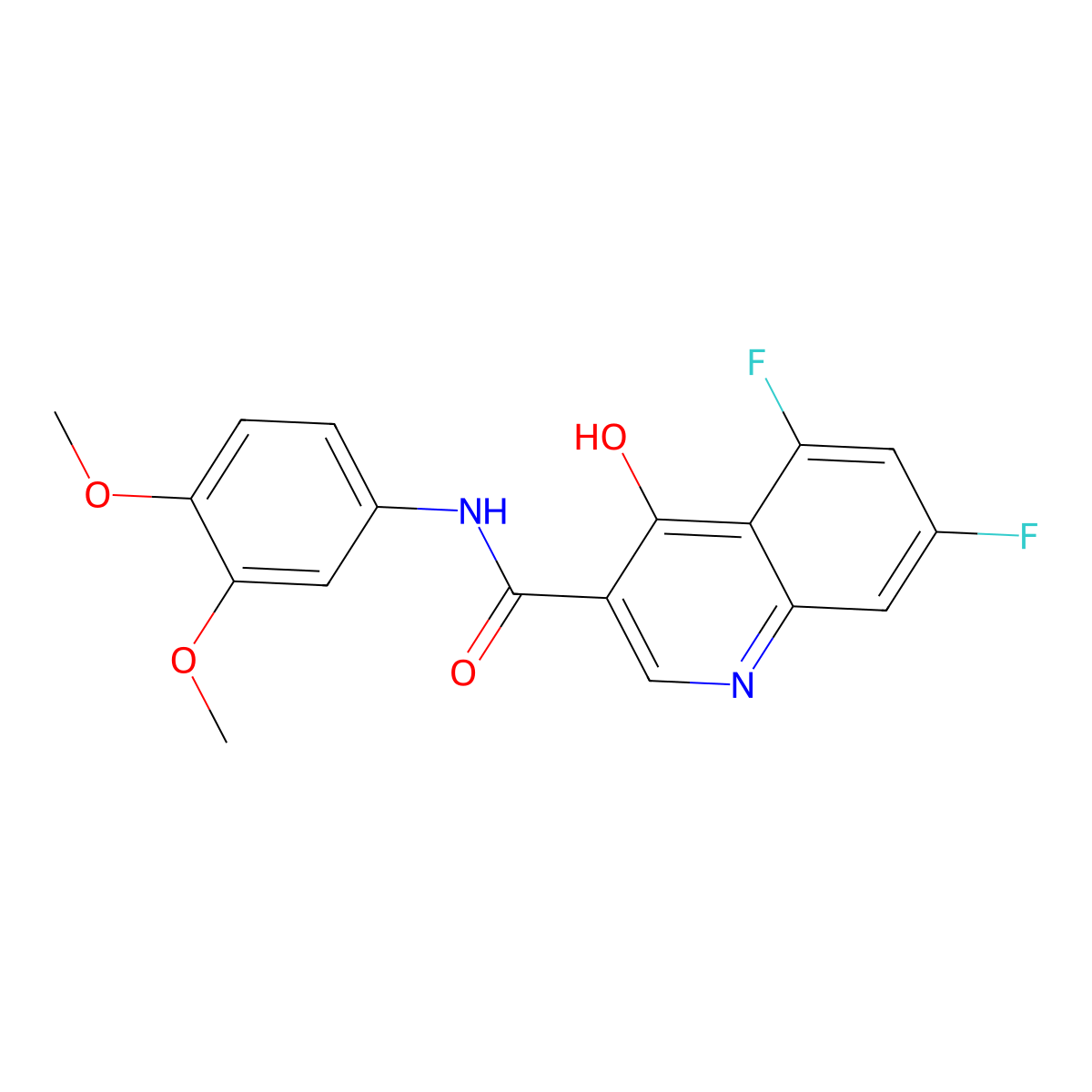 N-(3,4-dimethoxyphenyl)-5,7-difluoro-4-hydroxyquinoline-3-carboxamide molecular structure, CAS 1018140-81-2