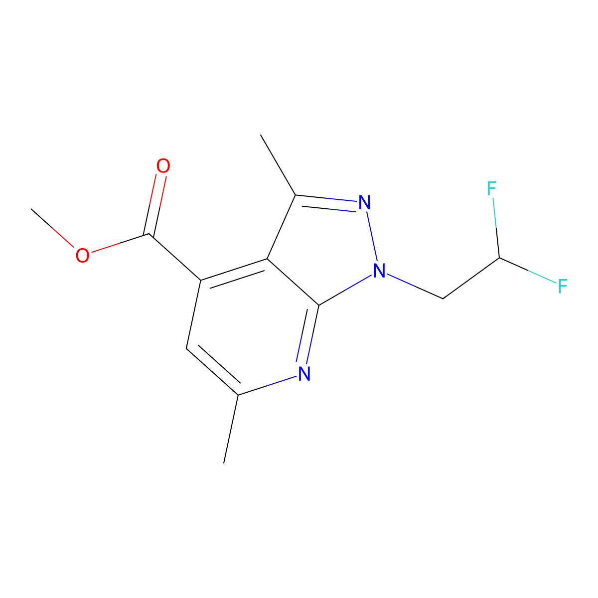 methyl 1-(2,2-difluoroethyl)-3,6-dimethyl-1H-pyrazolo[3,4-b]pyridine-4-carboxylate molecular structure, CAS 1018141-97-3