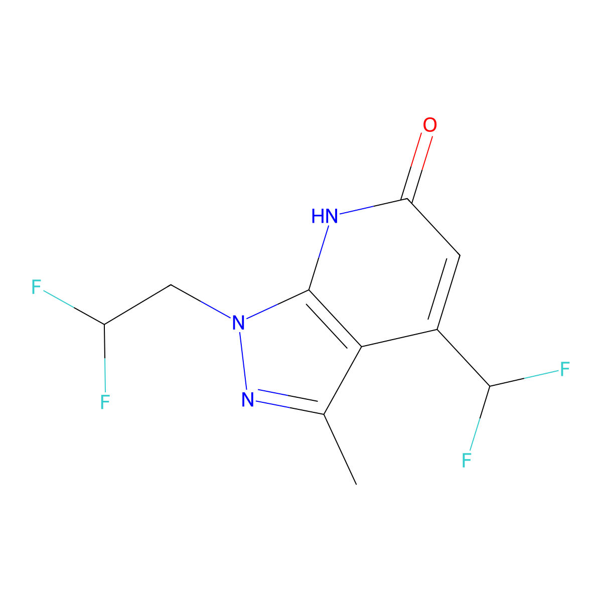 1-(2,2-Difluoroethyl)-4-(difluoromethyl)-3-methyl-1H-pyrazolo[3,4-b]pyridin-6(7H)-one molecular structure, CAS 1018142-26-1