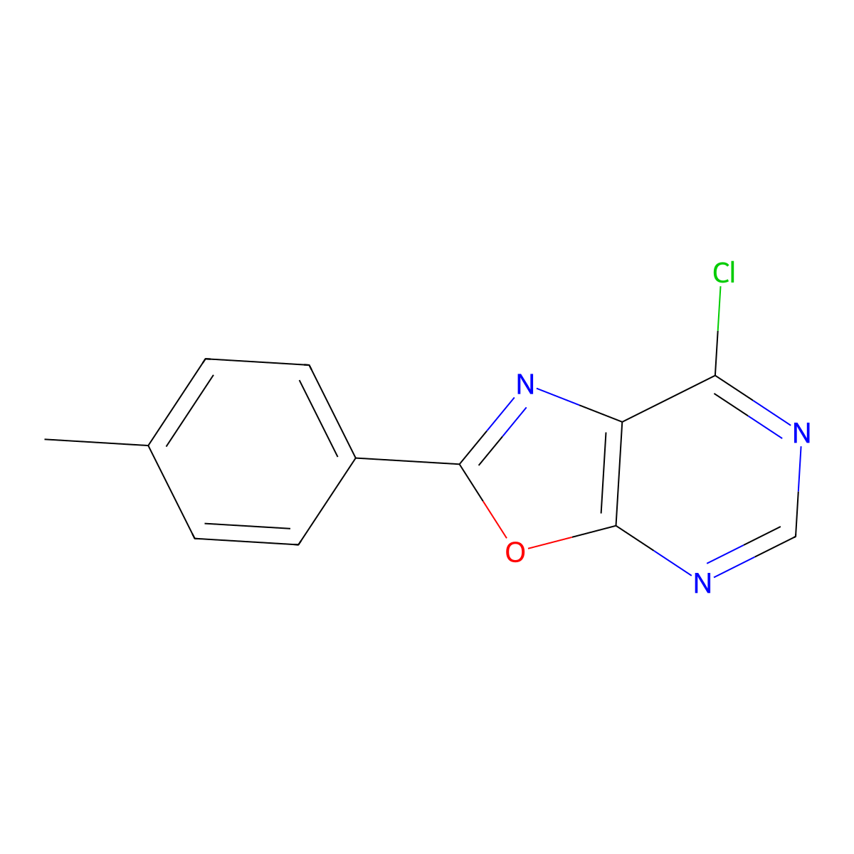 7-Chloro-2-(4-methylphenyl)oxazolo(5,4-d)pyrimidine molecular structure, CAS 1018142-92-1