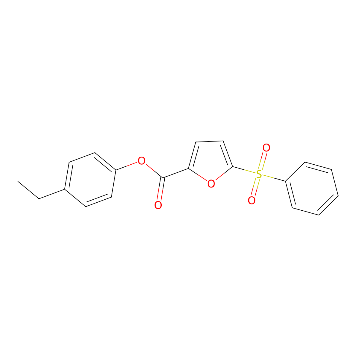 2-Furancarboxylic acid, 5-(phenylsulfonyl)-, 4-ethylphenyl ester molecular structure, CAS 1018143-00-4