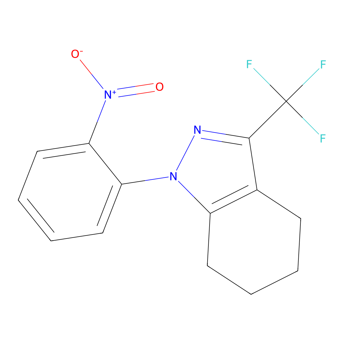 1-(2-nitrophenyl)-3-(trifluoromethyl)-4,5,6,7-tetrahydro-1H-indazole molecular structure, CAS 1018143-05-9