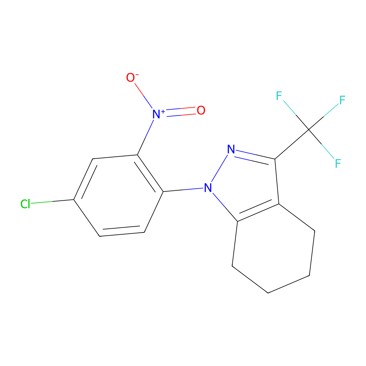 1-(4-chloro-2-nitrophenyl)-3-(trifluoromethyl)-4,5,6,7-tetrahydro-1H-indazole molecular structure, CAS 1018143-09-3