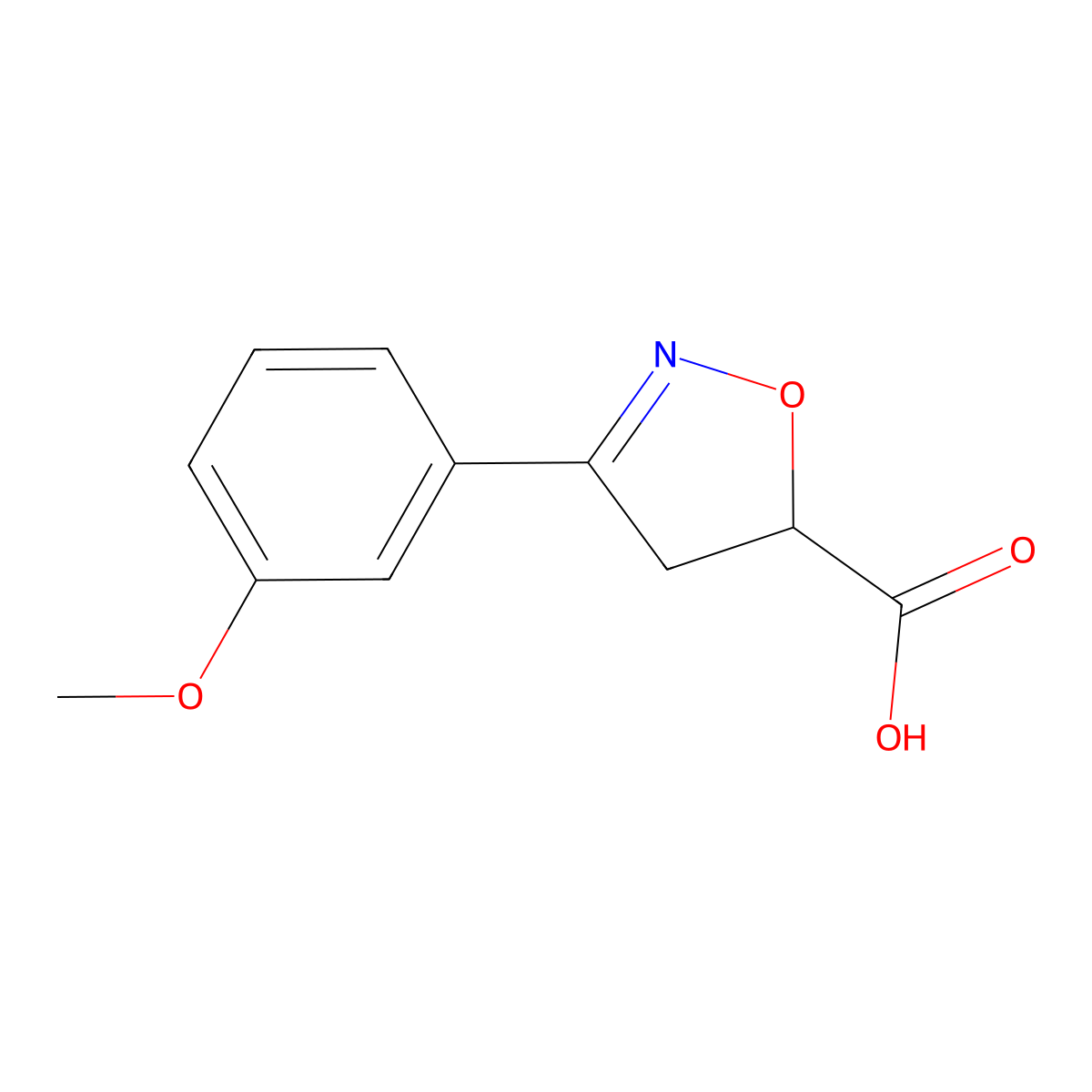 3-(3-Methoxyphenyl)-4,5-dihydroisoxazole-5-carboxylic acid molecular structure, CAS 1018143-20-8