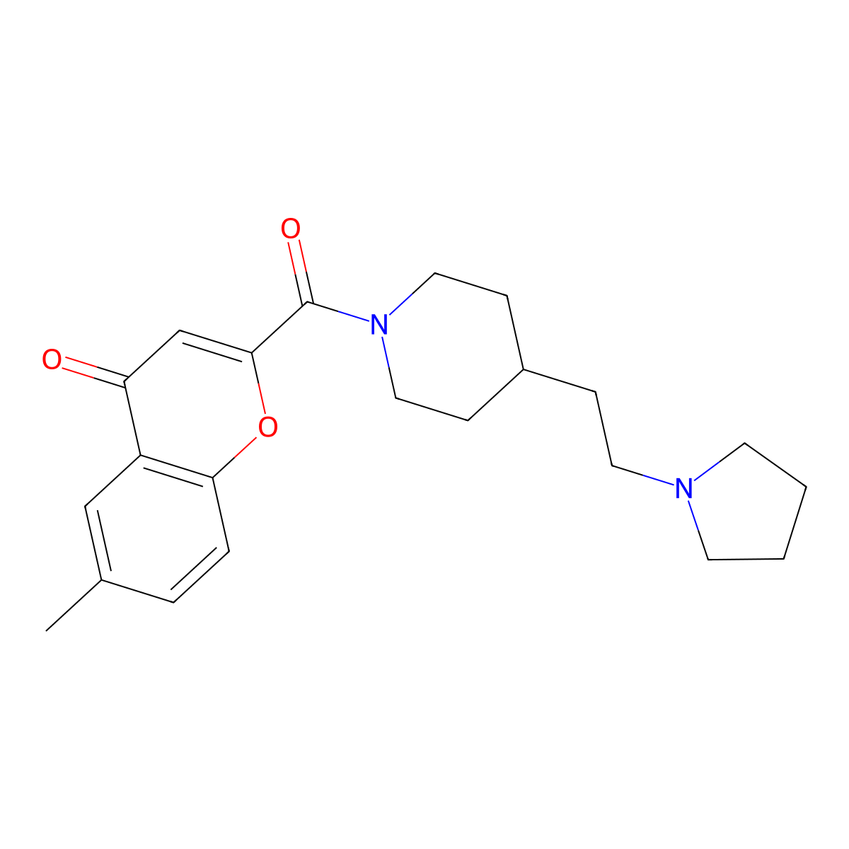 6-Methyl-2-[[4-[2-(1-pyrrolidinyl)ethyl]-1-piperidinyl]carbonyl]-4H-1-benzopyran-4-one molecular structure, CAS 1018143-34-4