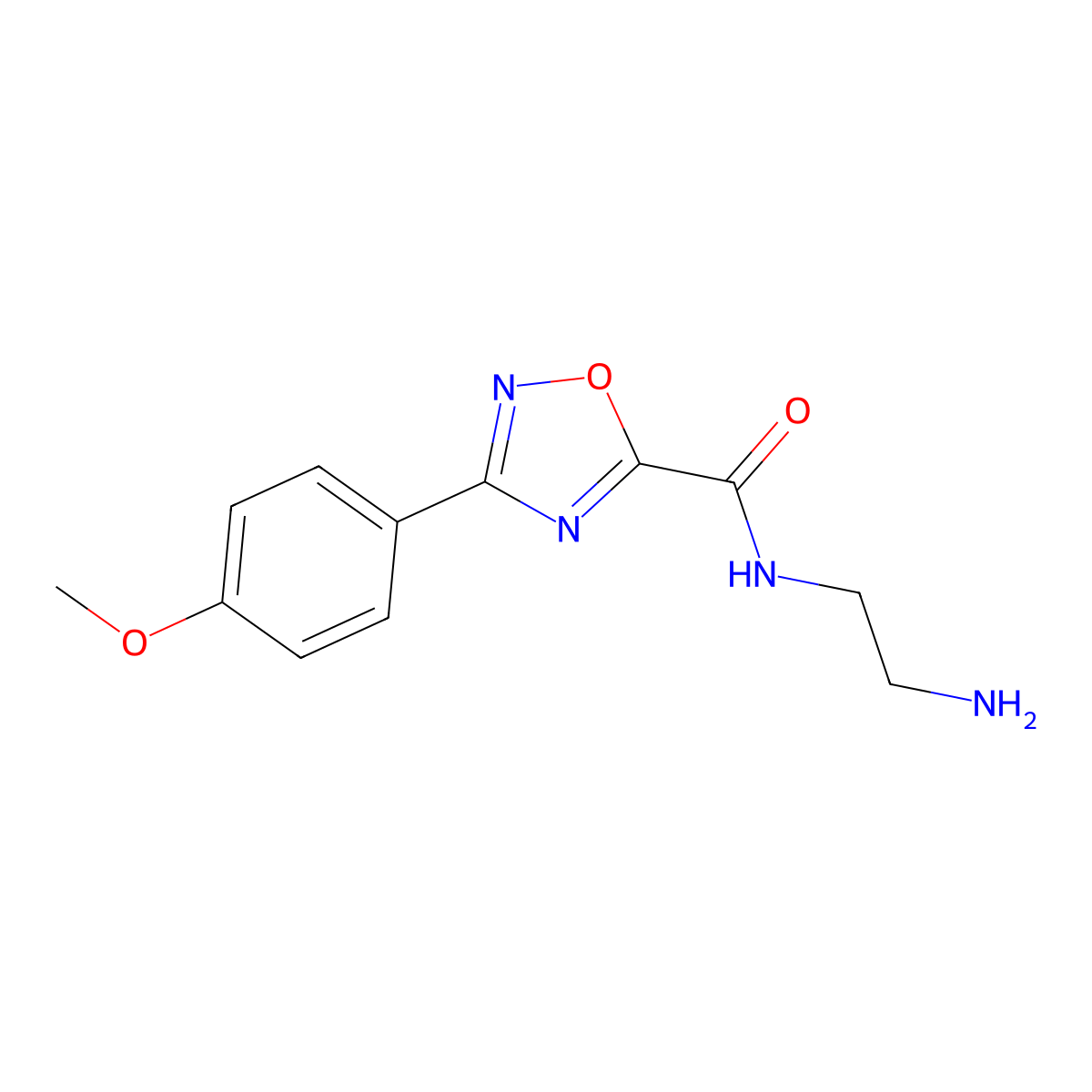 N-(2-aminoethyl)-3-(4-methoxyphenyl)-1,2,4-oxadiazole-5-carboxamide molecular structure, CAS 1018143-45-7