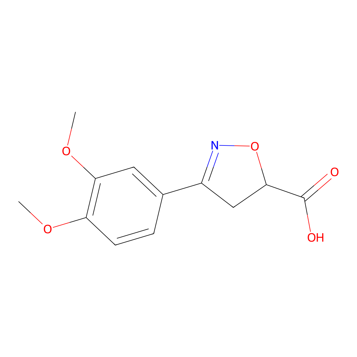 3-(3,4-Dimethoxyphenyl)-4,5-dihydroisoxazole-5-carboxylic acid molecular structure, CAS 1018143-56-0