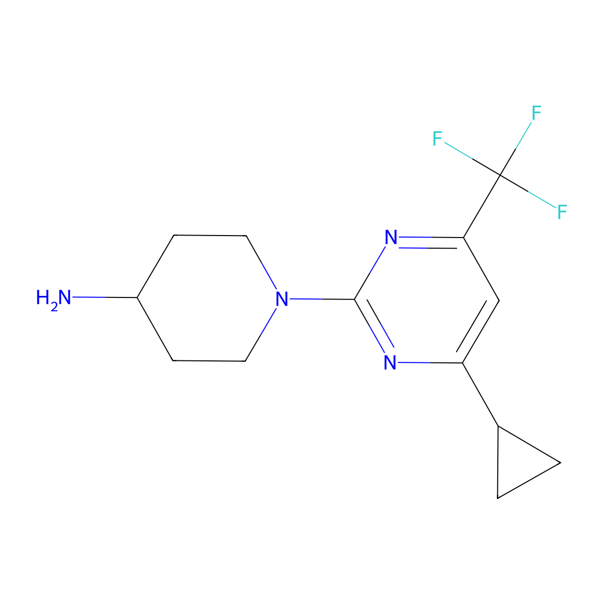 1-(4-Cyclopropyl-6-(trifluoromethyl)pyrimidin-2-yl)piperidin-4-amine molecular structure, CAS 1018143-59-3