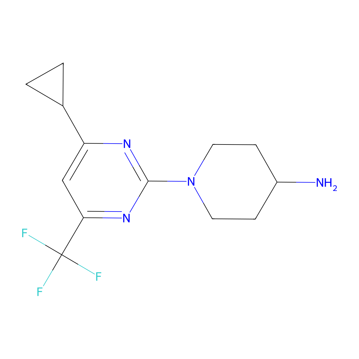 1-(4-Cyclopropyl-6-(trifluoromethyl)pyrimidin-2-yl)piperidin-4-amine molecular structure, CAS 1018143-59-3